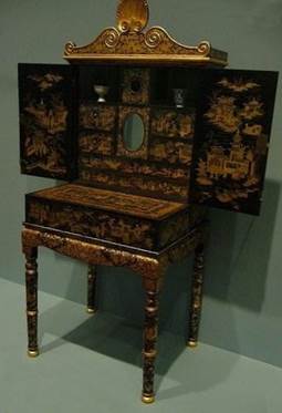 19th Centiury Black  Lacquer Chinese Export Ladies Writing Desk